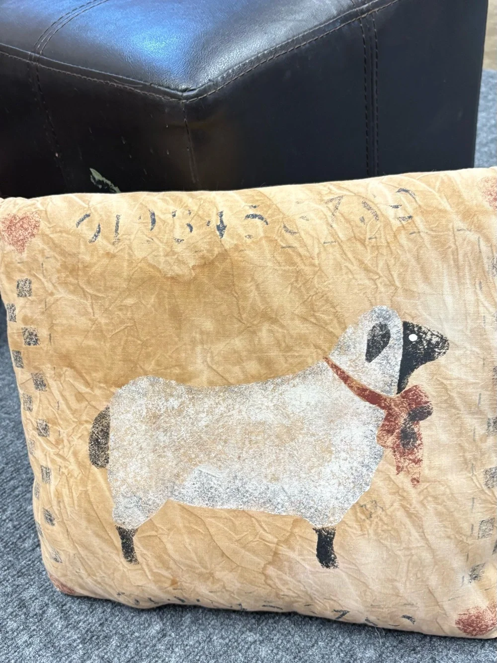 Tan Sheep Motif Accent Pillow with Rustic Charm
